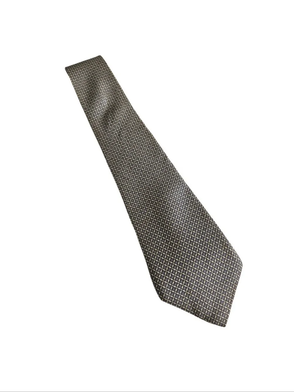 Dior Men's Gray Diamond-Pattern Silk Tie